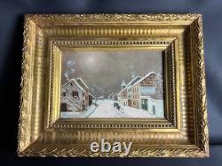 Winter Landscape, oil on canvas in its gilded wooden frame