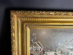 Winter Landscape, oil on canvas in its gilded wooden frame