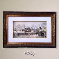 Winter Landscape with Snow, Vintage Italian Framed Oil Painting Signed