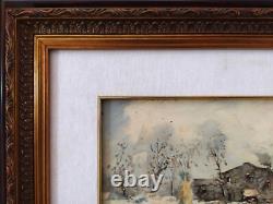 Winter Landscape with Snow, Vintage Italian Framed Oil Painting Signed