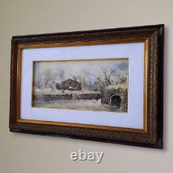 Winter Landscape with Snow, Vintage Italian Framed Oil Painting Signed