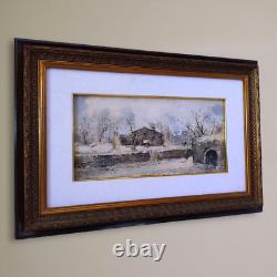 Winter Landscape with Snow, Vintage Italian Framed Oil Painting Signed