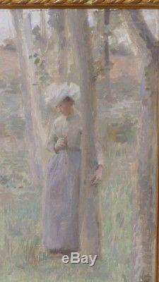 Woman In A Sous Bois, Oil On Canvas Signed A De Richemont, XIX