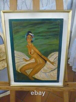 Wooden Panel Nude Reproduction of Joséphine Baker by Jean Gabriel Domergue
