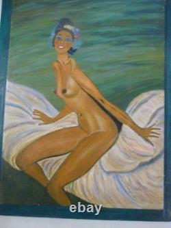 Wooden Panel Nude Reproduction of Joséphine Baker by Jean Gabriel Domergue