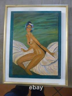 Wooden Panel Nude Reproduction of Joséphine Baker by Jean Gabriel Domergue