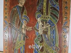 Wooden panel by Christophe Jehan, Saints Apostles, 60 x 37 cm