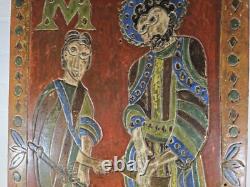 Wooden panel by Christophe Jehan, Saints Apostles, 60 x 37 cm