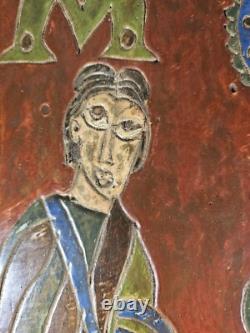 Wooden panel by Christophe Jehan, Saints Apostles, 60 x 37 cm