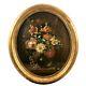 Xixth Century School, Bouquet Of Flowers. Oil On Canvas, Oval Wooden Frame With Gilded Stucco.