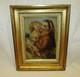 Young Woman / Mother With Child 19th Century Signed Reneault Oil Wood Frame Golden