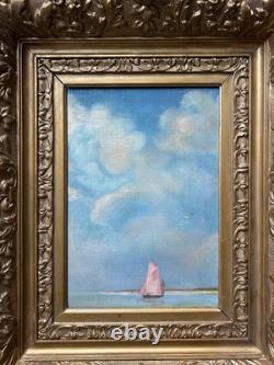 Yachting Seascape France, Original Antique Oil Painting, Hand-Made, Framed