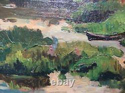 Yvonne Mareschal (1897-1987) Landscape by the Water, Oil on Wood, Signed