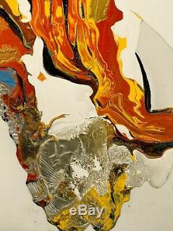 1900 MELYNA DALI PEINTURE ABSTRACTION FORME-LIBRE PSYCHEDELIQUE Jackson Pollock