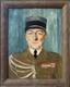 1900's Male General Military Portrait Original Antique Oil Painting Framed