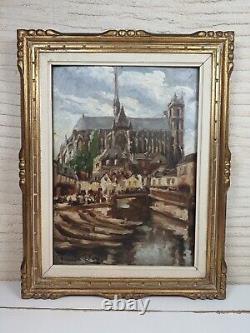 1924 Cathedrale D Amiens Huile Cadre 1924 Larose Levy A Identifier Tableau