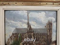 1924 Cathedrale D Amiens Huile Cadre 1924 Larose Levy A Identifier Tableau