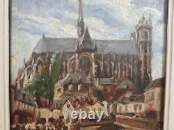 1924 Cathedrale D Amiens Huile Cadre 1924 Larose Levy A Identifier Tableau