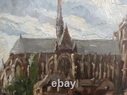 1924 Cathedrale D Amiens Huile Cadre 1924 Larose Levy A Identifier Tableau