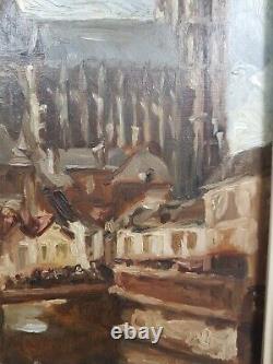 1924 Cathedrale D Amiens Huile Cadre 1924 Larose Levy A Identifier Tableau