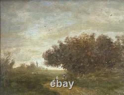 19th Cent. Barbizon School Original Oil Painting Landscape Framed, Signed