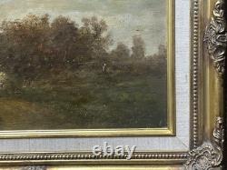 19th Cent. Barbizon School Original Oil Painting Landscape Framed, Signed
