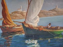 1 Huile Sur Bois/ Barques De Pêcheurs