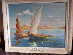 1 Huile Sur Bois/ Barques De Pêcheurs