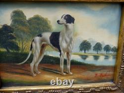 2Tableaux CHIENS Chasse BIGGS & SON Carvers & Gilders Picture Makers & Restorers