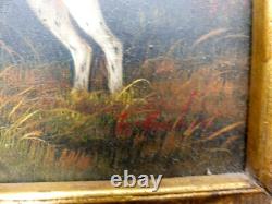 2Tableaux CHIENS Chasse BIGGS & SON Carvers & Gilders Picture Makers & Restorers