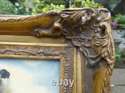 2Tableaux CHIENS Chasse BIGGS & SON Carvers & Gilders Picture Makers & Restorers