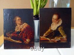 2 Superbes Miniatures sur Bois-Huile sur Panneau