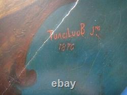 2 Tableaux anciens huile sur panneaux bois trophée chasse chevreuil, 1876 signé
