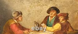 2 Tableaux anciens signé. Scène d'auberge Peinture huile sur panneau de bois