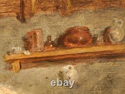 2 Tableaux anciens signé. Scène d'auberge Peinture huile sur panneau de bois