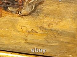 2 Tableaux anciens signé. Scène d'auberge Peinture huile sur panneau de bois
