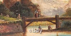 3 Tableaux signés. Paysage Bord de Rivière Peinture huile sur panneau bois