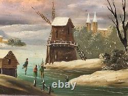 3 Tableaux signés. Paysage Bord de Rivière Peinture huile sur panneau bois