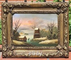 3 Tableaux signés. Paysage Bord de Rivière Peinture huile sur panneau bois