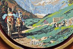 3 Tondos / peintures des Pyrénées sur bois Chateau de Lourdes Lac et montagne