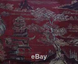 5 Anciens Panneaux Décoratifs Asiatiques. Laque & Dorure. Chine- Japon- Vietnam