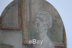 ADRIEN KARBOWSKY 1932 INTERIEUR D'AMATEUR D'ARTbuste, livres, lettres, tableaux