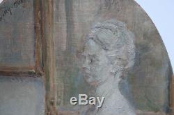 ADRIEN KARBOWSKY 1932 INTERIEUR D'AMATEUR D'ARTbuste, livres, lettres, tableaux