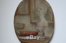 ADRIEN KARBOWSKY 1932 INTERIEUR D'AMATEUR D'ARTbuste, livres, lettres, tableaux