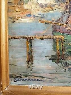 ANDRE BERONNEAU (1886-1973) HSP Port de CARQUERIANNE Impressionist Oil Painting
