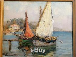 ANDRE BERONNEAU (1886-1973) HSP Port de CARQUERIANNE Impressionist Oil Painting