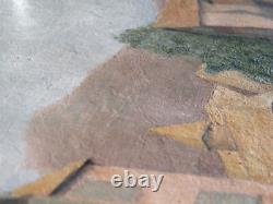 ANNECY Pont sur le THIOU Huile sur bois signée 54,5 x 46,5 Tableau 1950 /60