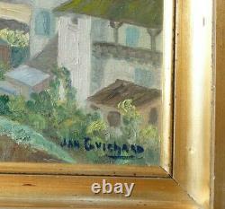 ARGENTAT sur DORDOGNE Huile Signé Jan GUICHARD 1883 1963 peintre Périgourdin