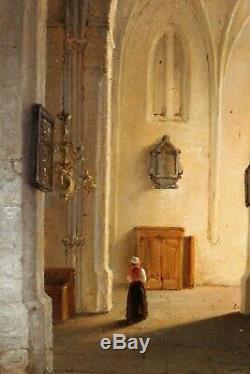 Adrianus Nieuwenhuyzen, tableau, église, intérieur, paysage, hollande, Pays-Bas