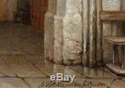 Adrianus Nieuwenhuyzen, tableau, église, intérieur, paysage, hollande, Pays-Bas